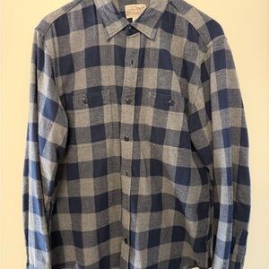 J. Crew Navy and Gray Plaid Flannel Men's Shirt